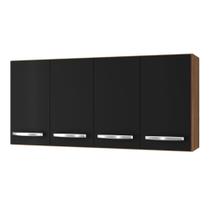 Armário Aéreo Cozinha Marah 118cm 04 Portas Savana Preto - Desk Design