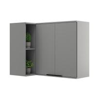 Armário Aéreo Cozinha Modulado Alpha 2505 Canto Reto c/ 2 Portas 94cm Cinza - Carraro