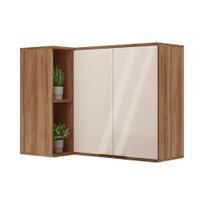 Armário Aéreo Cozinha Modulado Alpha 2505 Canto Reto c/ 2 Portas 94cm Freijo/Off White - Carraro