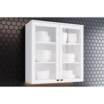 Armário Aéreo Cozinha Modulado Americana 2 Portas de Vidro Branco - Henn Armário Aéreo Cozinha Modulado Americana 2 Portas de Vidro Branco - Henn