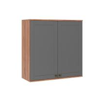 Armário Aéreo Cozinha Modulado Bella 2602 c/ 2 Portas 80cm Nogal/Cinza - Carraro