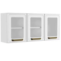 Armário Aéreo Cozinha Modulado Bella c/ 3 Portas c/ Vidro 120cm Branco - Bertolini Armário Aéreo Cozinha Modulado Bella c/ 3 Portas c/ Vidro 120cm Branco - Bertolini