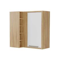 Armário Aéreo Cozinha Modulado Canto Syrah c/ 1 Porta e 5 Nichos 88cm Amendoa/Branco - Ronipa Armário Aéreo Cozinha Modulado Canto Syrah c/ 1 Porta e 5 Nichos 88cm Amendoa/Branco - Ronipa