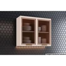 Armário Aéreo Cozinha Modulado Connect c/ 2 Portas c/Vidro 80cm Off White - Henn