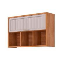 Armário Aéreo Cozinha Modulado Eloise c/ 1 Porta Basculante Riscada e 3 Nichos 120 cm Cinamomo/Off White - MGM Armário Aéreo Cozinha Modulado Eloise c/ 1 Porta Basculante Riscada e 3 Nichos 120 cm Cinamomo/Off White - MGM