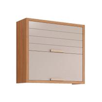 Armário Aéreo Cozinha Modulado Eloise c/2 Portas Basculante Riscadas 80 cm Freijo/Off White - MGM