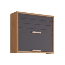 Armário Aéreo Cozinha Modulado Eloise c/2 Portas Basculante Riscadas 80 cm Freijo/Titanium - MGM Armário Aéreo Cozinha Modulado Eloise c/2 Portas Basculante Riscadas 80 cm Freijo/Titanium - MGM