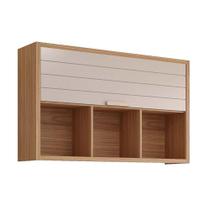 Armário Aéreo Cozinha Modulado Eloise c/3 Nichos e 1 Porta Basculante Riscada 120 cm Freijo/Off White - MGM Armário Aéreo Cozinha Modulado Eloise c/3 Nichos e 1 Porta Basculante Riscada 120 cm Freijo/Off White - MGM