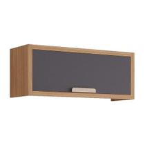 Armário Aéreo Cozinha Modulado Eloise Geladeira c/1 Porta Basculante Riscada 80 cm Freijo/Titanium - MGM