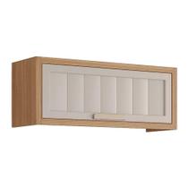 Armário Aéreo Cozinha Modulado Estela Geladeira c/1 Porta Basculante Ripada 80 cm Freijo/Off White - MGM Armário Aéreo Cozinha Modulado Estela Geladeira c/1 Porta Basculante Ripada 80 cm Freijo/Off White - MGM