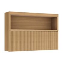 Armário Aéreo Cozinha Modulado Marquesa c/ Nicho e 1 Porta Basculante Ripada 120cm Nature - Nesher