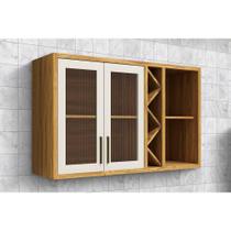 Armário Aéreo Cozinha Modulado Tempranillo Nicho Adega 2 Portas 120cm Amendoa/Off White - Ronipa Armário Aéreo Cozinha Modulado Tempranillo Nicho Adega 2 Portas 120cm Amendoa/Off White - Ronipa