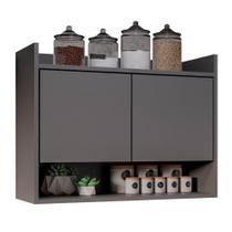 Armário Aéreo Cozinha Multiuso Cecília 70cm 02 Portas Grafite - Abmaza
