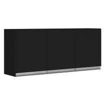 Armário Aéreo Cozinha Planejada Lux 120cm MDF 03 Portas Preto TX Fosco - Abmaza