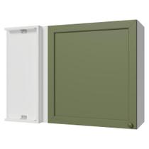 Armário Aéreo de Canto 1 Porta Branco/Verde Vik Madesa