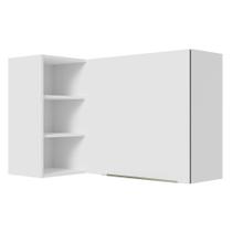 Armário Aéreo de Canto com Adega Acoplada Madesa Lux 1 Porta - Branco/Branco Veludo Armário Aéreo de Canto com Adega Acoplada Madesa Lux 1 Porta - Branco/Branco Veludo