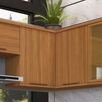 Armário Aéreo de Canto Reto 2 Portas para Cozinha Modulada Madri Amarelo/Freijó