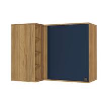 Armário Aéreo de Canto Reto Celeste Kappesberg 100% MDF 1 Porta 4 Nichos Nogueira/Azul 98cm Armário Aéreo de Canto Reto Celeste Kappesberg 100% MDF 1 Porta 4 Nichos Nogueira/Azul 98cm