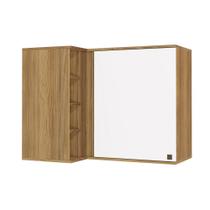 Armário Aéreo de Canto Reto Celeste Kappesberg 100% MDF 1 Porta 4 Nichos Nogueira/Branco 98cm Armário Aéreo de Canto Reto Celeste Kappesberg 100% MDF 1 Porta 4 Nichos Nogueira/Branco 98cm