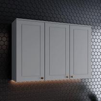 Armário Aéreo De Cozinha 120 Cm 3 Portas Americana Henn Cinza Armário Aéreo De Cozinha 120 Cm 3 Portas Americana Henn Cinza