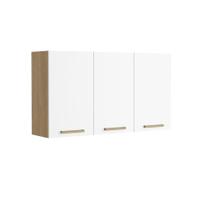 Armário Aéreo de Cozinha 120 cm 3 Portas Axé Cinza/Carvalho
