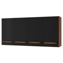 Armário Aéreo de Cozinha 120 cm com 4 Portas Lara Savana / Preto Armário Aéreo de Cozinha 120 cm com 4 Portas Lara Savana / Preto