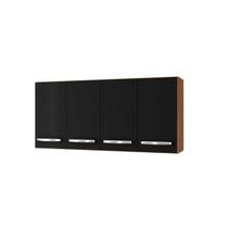 Armário Aéreo de Cozinha 120 cm com 4 Portas Lara Savana / Preto