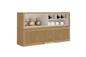 Armário Aéreo de Cozinha 120cm 1 Porta Horizontal Canelada e Nicho Adega New Porto - Itatiaia