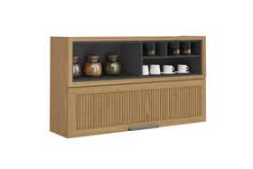 Armário Aéreo de Cozinha 120cm 1 Porta Horizontal Canelada e Nicho Adega New Porto - Itatiaia