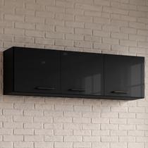 Armário Aéreo de Cozinha 120cm 3 Portas Classic P11 Preto - Mpozenato Armário Aéreo de Cozinha 120cm 3 Portas Classic P11 Preto - Mpozenato