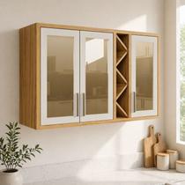 Armário Aéreo de Cozinha 120cm 3 Portas com Vidro Reflecta 100% Mdf Barbados Espresso Móveis Armário Aéreo de Cozinha 120cm 3 Portas com Vidro Reflecta 100% Mdf Barbados Espresso Móveis