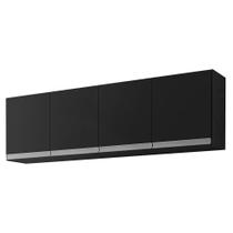 Armário Aéreo de Cozinha 4 Portas 160cm Andréia Preto - AJL Móveis Armário Aéreo de Cozinha 4 Portas 160cm Andréia Preto - AJL Móveis