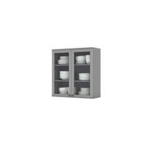 Armário Aéreo De Cozinha 80 Cm 2 Portas Com Vidro Amy Casa 812 Cinza