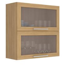 Armário Aéreo de Cozinha 80cm 2 Portas Basculantes com Vidro Copacabana Móvel na Caixa