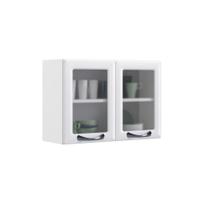 Armário Aéreo de Cozinha 80cm Branco 2 Portas com Vidro New Premium