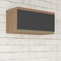 Armário Aéreo de Cozinha 80cm com 1 Porta Basculante 100% MDF Madri Cinza/Castanho/Chumbo Armário Aéreo de Cozinha 80cm com 1 Porta Basculante 100% MDF Madri Cinza/Castanho/Chumbo