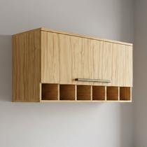 Armário Aéreo de Cozinha 80cm com 1 Porta Basculante e Mini Adega 100% Mdf Itália Espresso Móveis