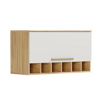 Armário Aéreo de Cozinha 80cm com 1 Porta Basculante e Mini Adega 100% MDF Itália Espresso Móveis Armário Aéreo de Cozinha 80cm com 1 Porta Basculante e Mini Adega 100% MDF Itália Espresso Móveis