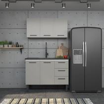 Armário Aéreo de Cozinha em Aço 120cm 3 Portas Juno Cinza Armário Aéreo de Cozinha em Aço 120cm 3 Portas Juno Cinza