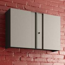 Armário Aéreo de Cozinha em Aço Multibox 2 Portas Cinza/Preto - Telasul