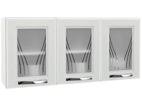Armário Aéreo de Cozinha em Aço Star New 3 Portas com Vidro Branco - Telasul