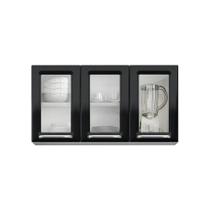 Armário Aéreo de Cozinha Itatiaia Luce 3 Portas com Vidro Preto IPV3-105