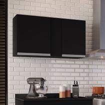 Armário Aéreo de Cozinha Lavanderia 02 Portas Agata Preto 100 Cm L06 - D'Rossi