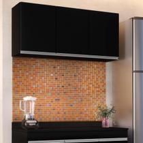 Armário Aéreo de Cozinha Lavanderia 03 Portas Tina Preto 120 Cm L06 - D'Rossi