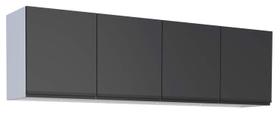 Armário Aéreo de Cozinha Preto em Aço Montado 195cm Gaia Flat Cozimax