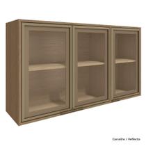 Armário Aéreo de Cozinha Vitória 03 Portas Vidro 120cm Armário Aéreo de Cozinha Vitória 03 Portas Vidro 120cm