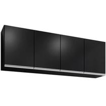 Armário Aéreo de Geladeira 4 Portas 160 cm Toledo Preto