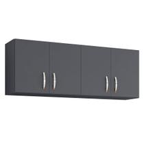 Armário Aéreo de Parede Cozinha 150cm 04 Portas Cinza Escuro - Desk Design