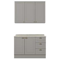 Armario Aereo E Balcao 120 cm CE169 Americana Cinza Calcare Henn