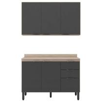 Armario Aereo E Balcao Com Tampo 120cm FI0010 Avena Grafito Demobile Armario Aereo E Balcao Com Tampo 120cm FI0010 Avena Grafito Demobile